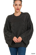 Load image into Gallery viewer, Oversized Bell Sleeve Cable Knit Sweater

