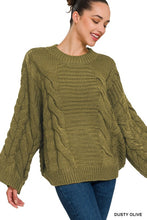 Load image into Gallery viewer, Oversized Bell Sleeve Cable Knit Sweater

