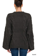 Load image into Gallery viewer, Oversized Bell Sleeve Cable Knit Sweater

